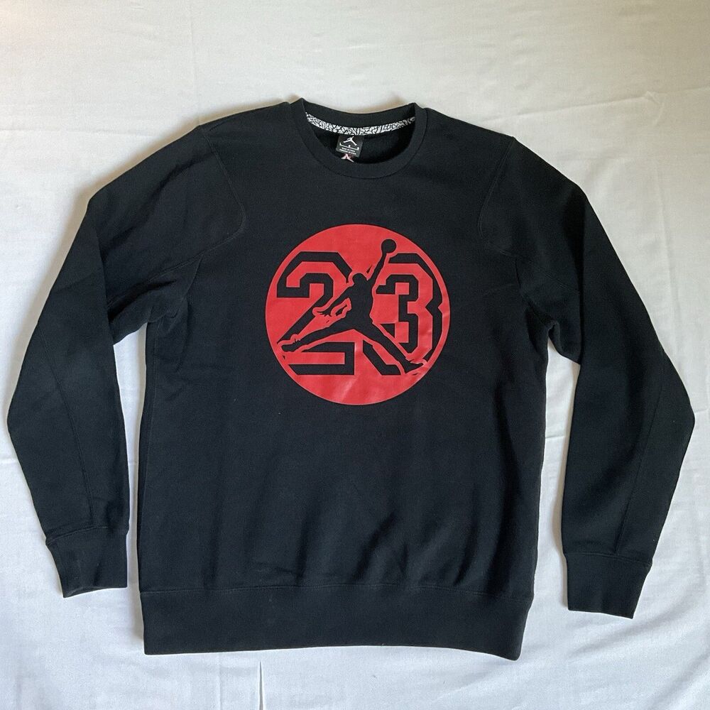 Nike Air Jordan Jumpman 23 Crew Sweatshirt Black & Red (634491-010) Size L